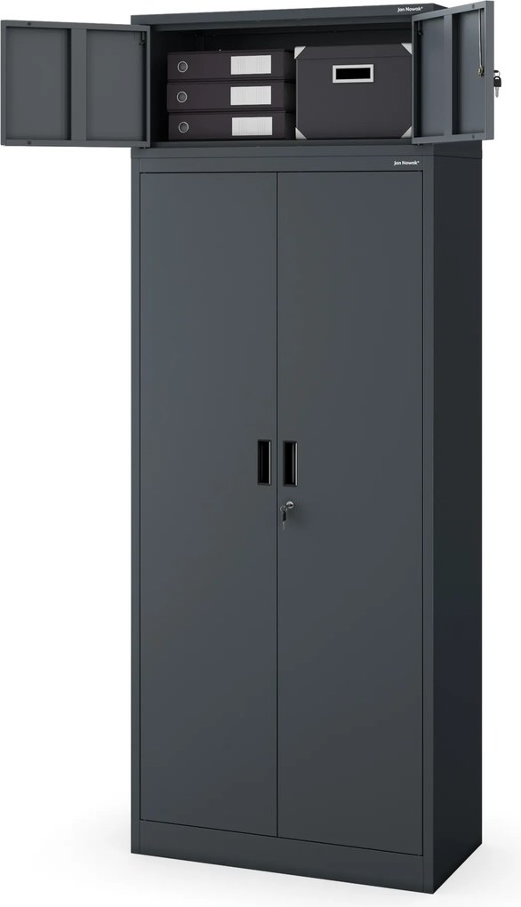 4 polcos fém irodai szekrény, antracit, 1750x800x400 mm: JAN Compact