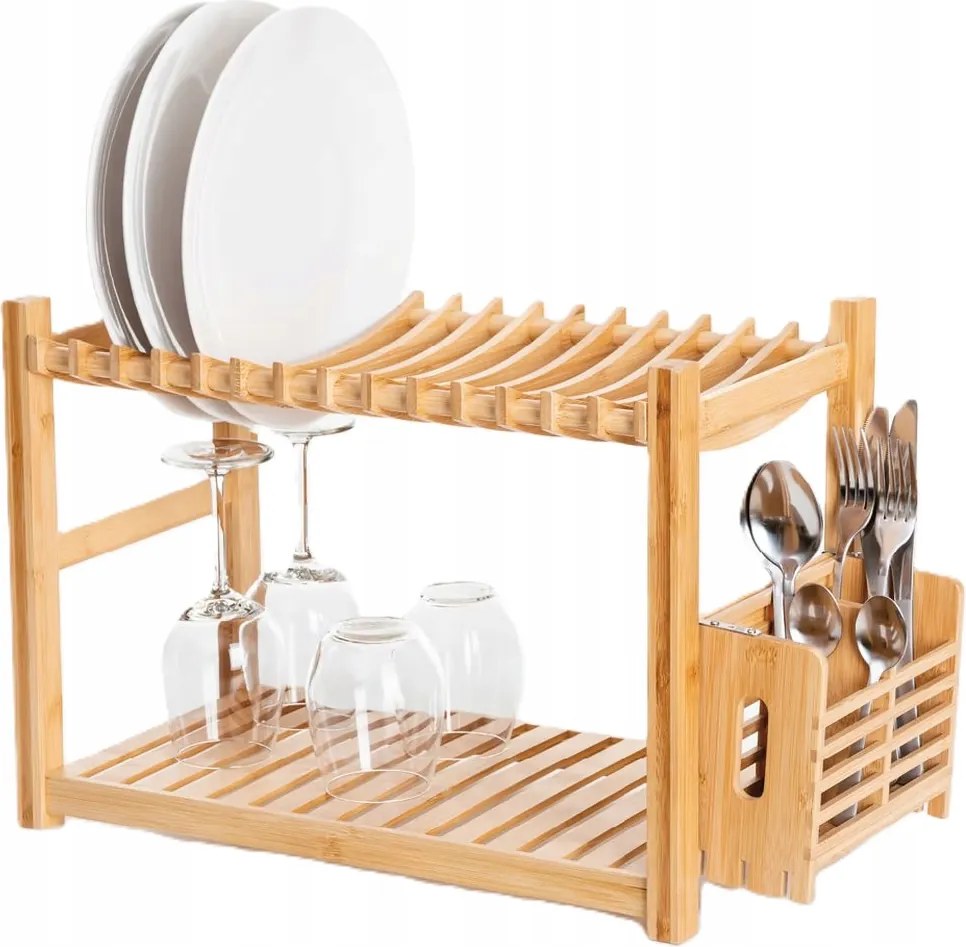 Bambusz edénycsepegtető 2 szintes elegáns konyhai dekoráció