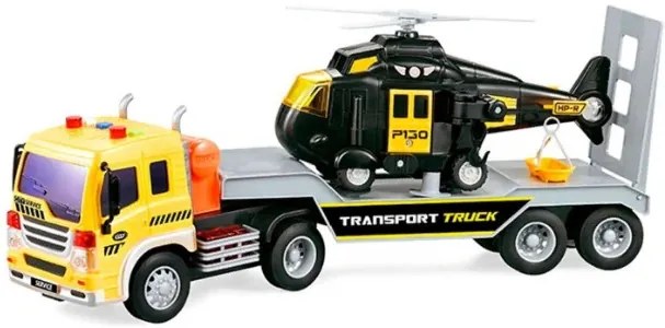 Újdonság WENYI Nagy Helikopter Szállító Kamion Lendkerekes meghajtás Hang és Fény Effektek Extrák Tologatós Játék Szett