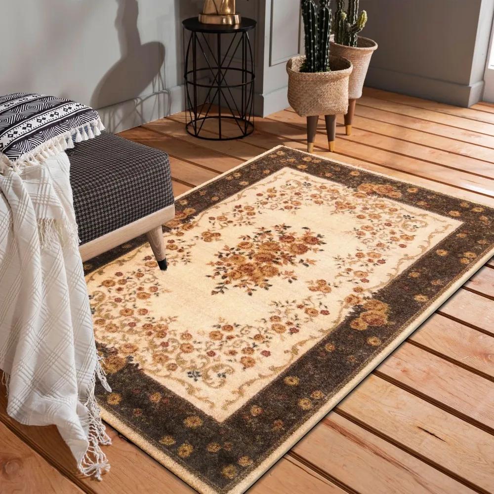 Eredeti barna-krémszínű vintage szőnyeg a nappaliba Szélesség: 200 cm | Hossz: 290 cm