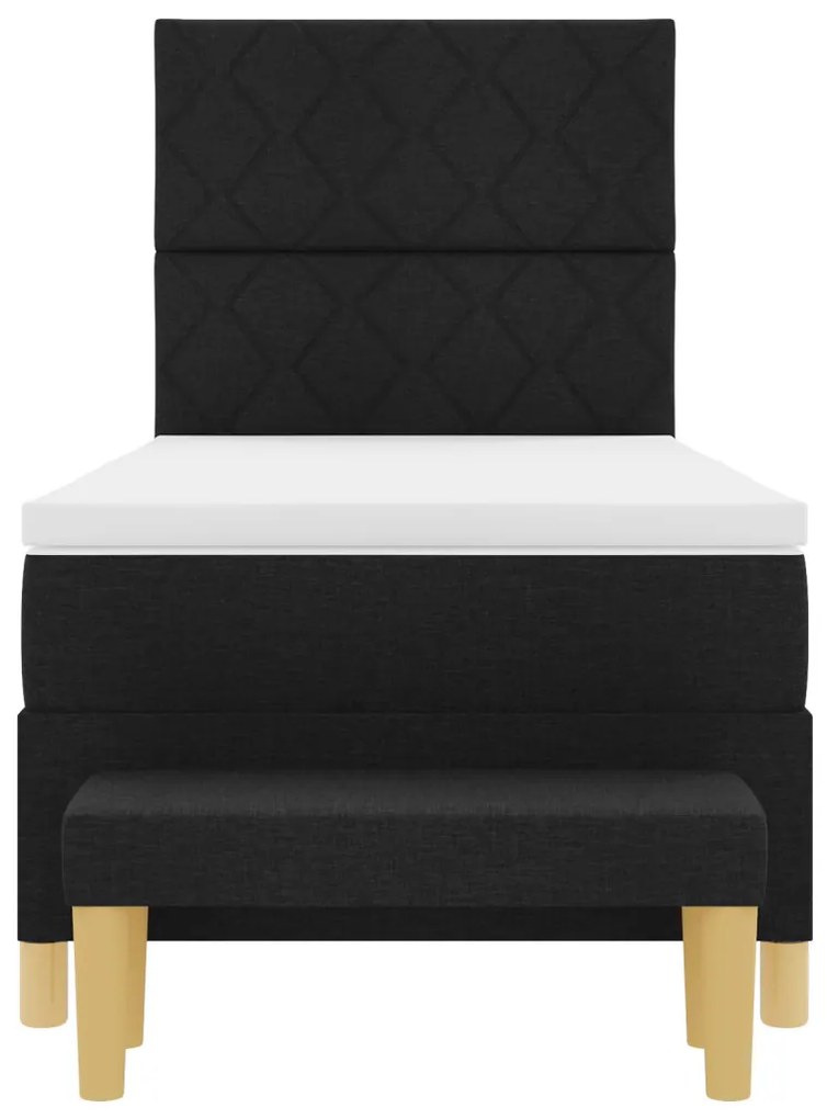 Box Spring Ágy Matraccal és Pad Fekete 90x200 cm Szövet