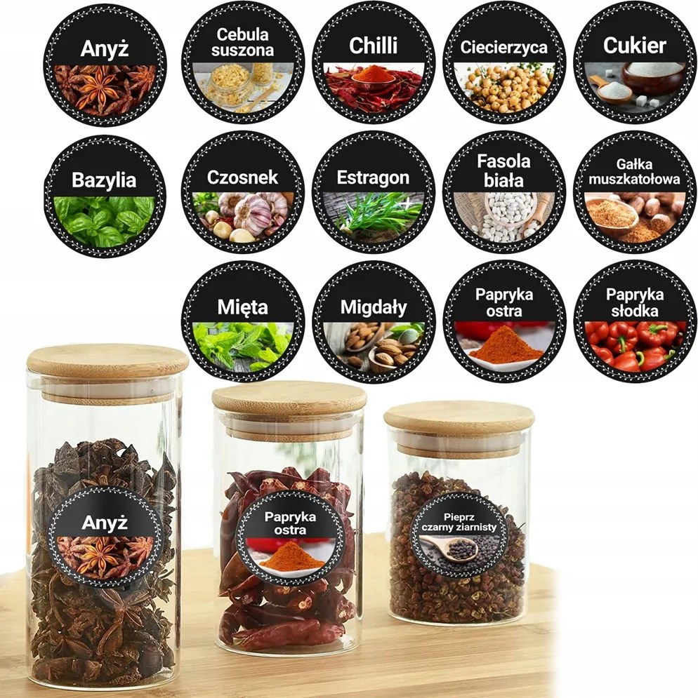 Színes Fűszermatricák Befőttesüveg Címkék 120 db Plusz Minőség