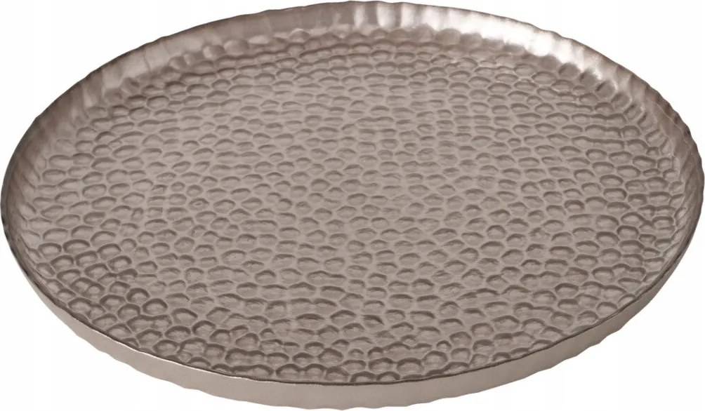 Üvegtányér Kerek Arany Mintával, Tálalható Ételekhez, Átm. 28 CM