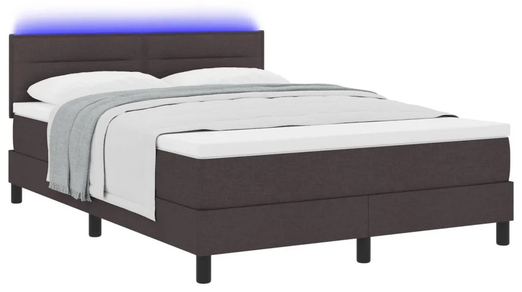vidaXL Boxspring Ágy Mattal és LED Fekete-Nehéz 140x200 cm Szövet