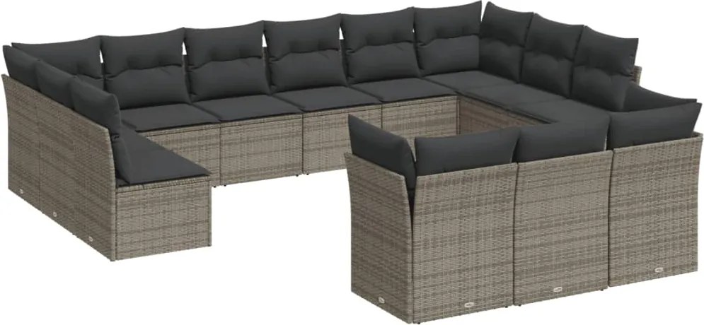 vidaXL 13 részes szürke polyrattan kerti ülőgarnitúra párnákkal
