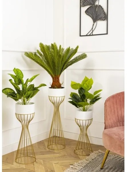 Fém virágcserép LOFT 46x20 cm arany/fehér