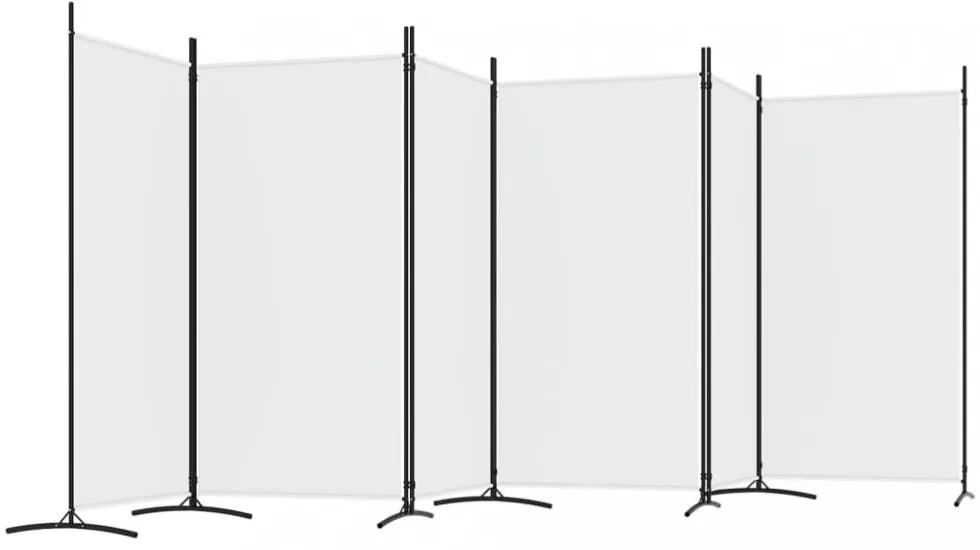 6 paneles fehér szövet térelválasztó 520x180 cm