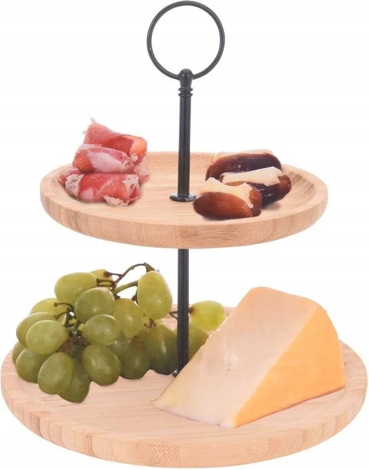 Patera 2 Emeletes vízszintes sütemény gyümölcs snack Tálalás Bambusz