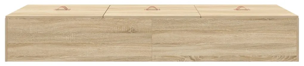 Ágykeret tárolóval sonoma tölgy 90 x 200 cm Faanyag