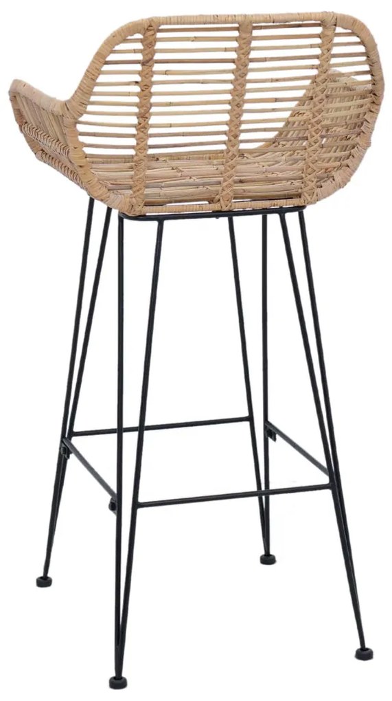 Bárszék 2 pcs Természetes 55 x 52 x 92 cm Rattan és Vas