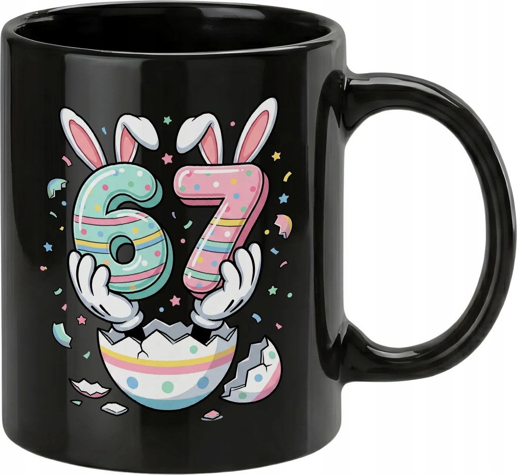 Bögre fekete 67-es pasztell nyuszi húsvéti ajándék ötlet