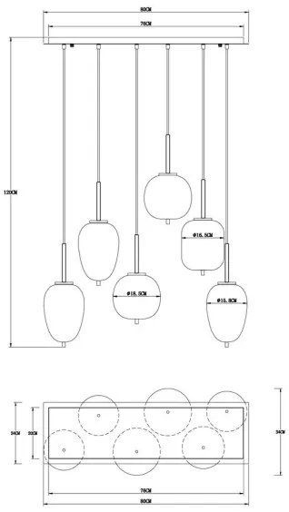 Globo 15345-6 - BLACKY 6xE14/40W/230V fekete függeszték