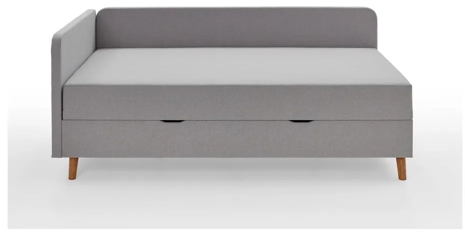 Világosszürke kárpitozott egyszemélyes ágy tárolóhellyel 90x200 cm Cabana – Meise Möbel