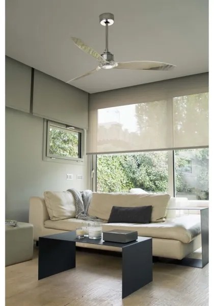 FARO 33394 - Mennyezeti ventilátor JUST FAN fényezett króm/átlátszó + távirányító