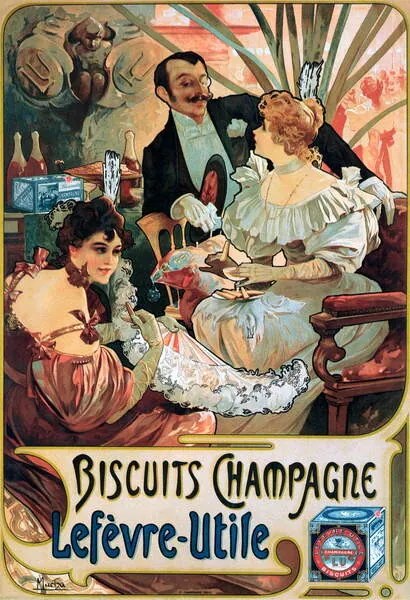 Reprodukció Biscuits Champagne Lefèvre-Utile, Mucha, Alphonse Marie