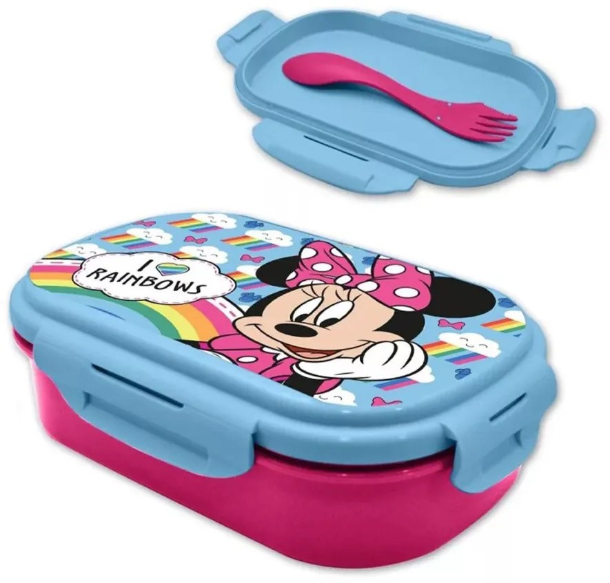 Disney Minnie Rainbows szendvicsdoboz + evőeszköz szett