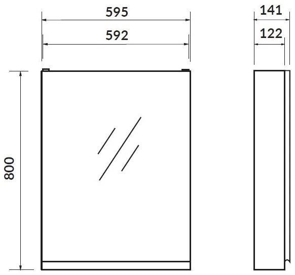 Cersanit Moduo, tükrös fali szekrény 60x14x80 cm, antracit matt, S590-072-DSM