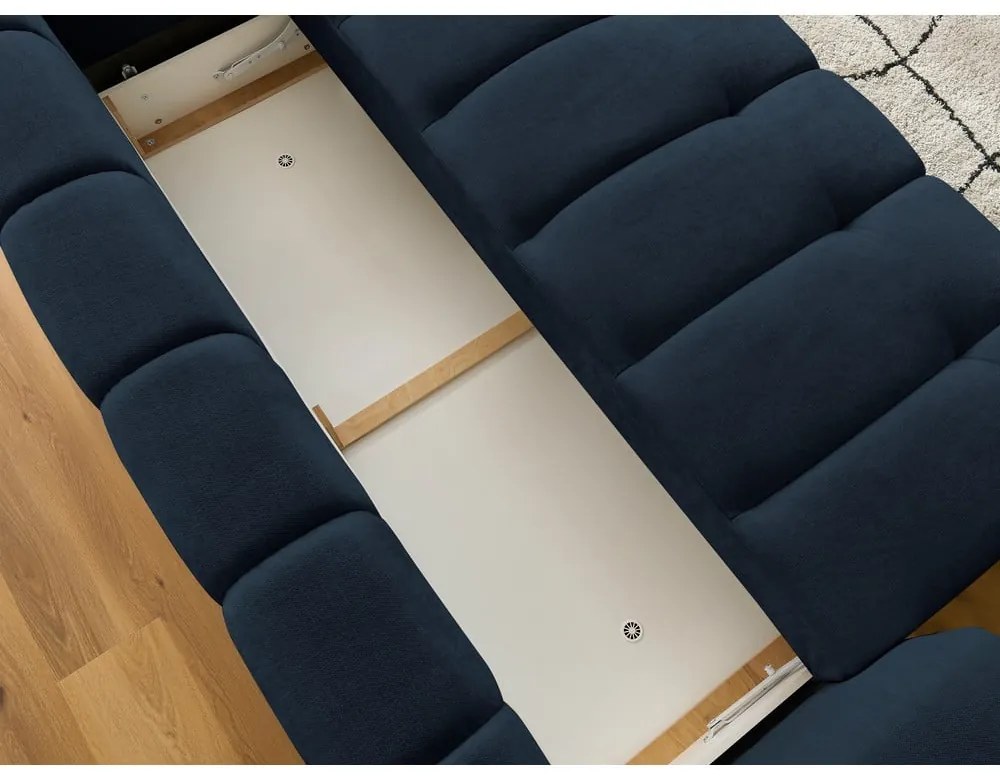 Sötétkék kinyitható-tárolóhelyes kanapé 251 cm Fuji – Bobochic Paris