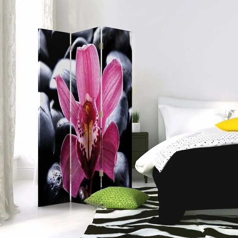 Gario Paraván Zen orchidea virággal Méret: 145 x 170 cm, Kivitelezés: Klasszikus paraván