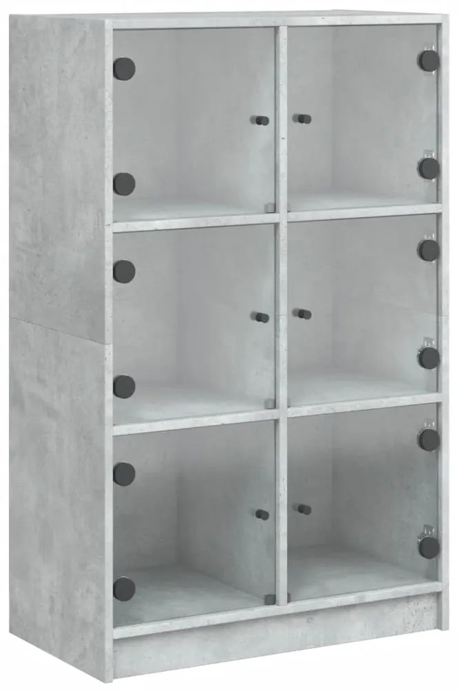 betonszürke szerelt fa magasszekrény ajtókkal 68 x 37 x 109 cm