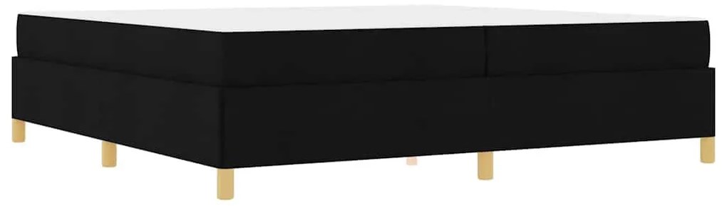 Boxrugós ágy Fekete és fehér és fekete 200 x 200 cm szövet