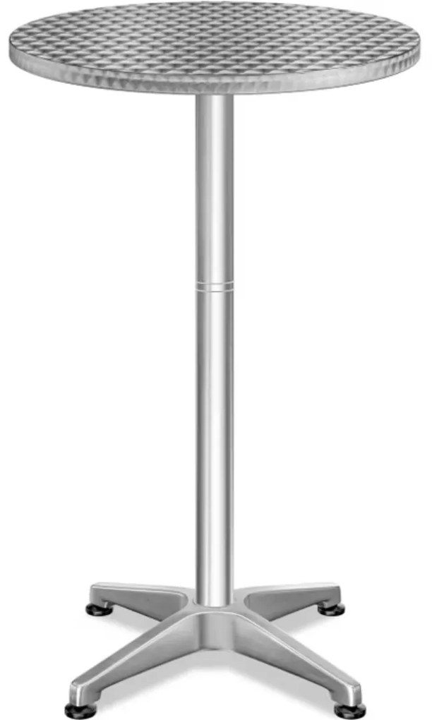 NERO állítható magasságú, alumínium bárasztal, Ø60cm, ezüst Casaria