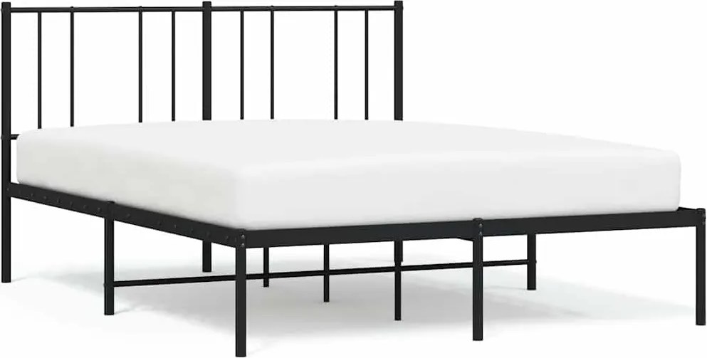 vidaXL fekete fém ágykeret fejtámlával 120 x 200 cm