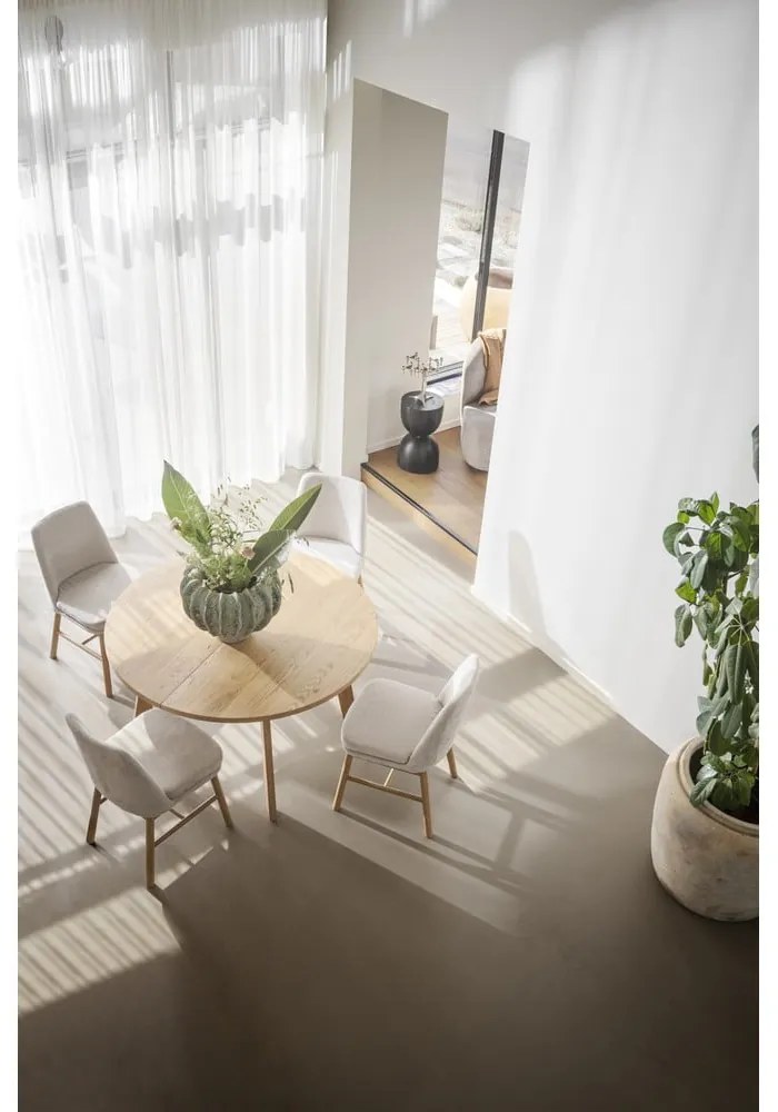 Natúr színű kerek bővíthető étkezőasztal tölgyfa dekorral ø 130 cm Glenside – Rowico