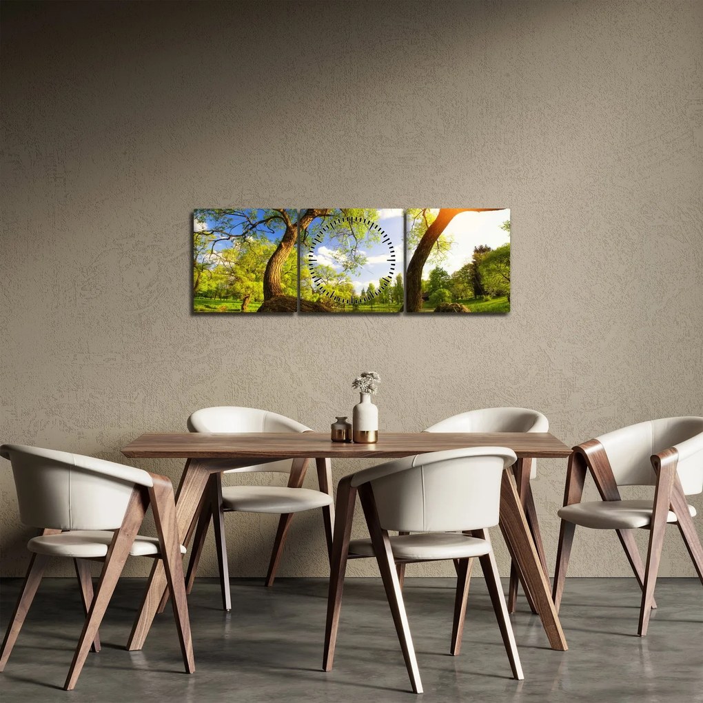 Kép egy tavaszi rétről (órával) (90x30 cm)