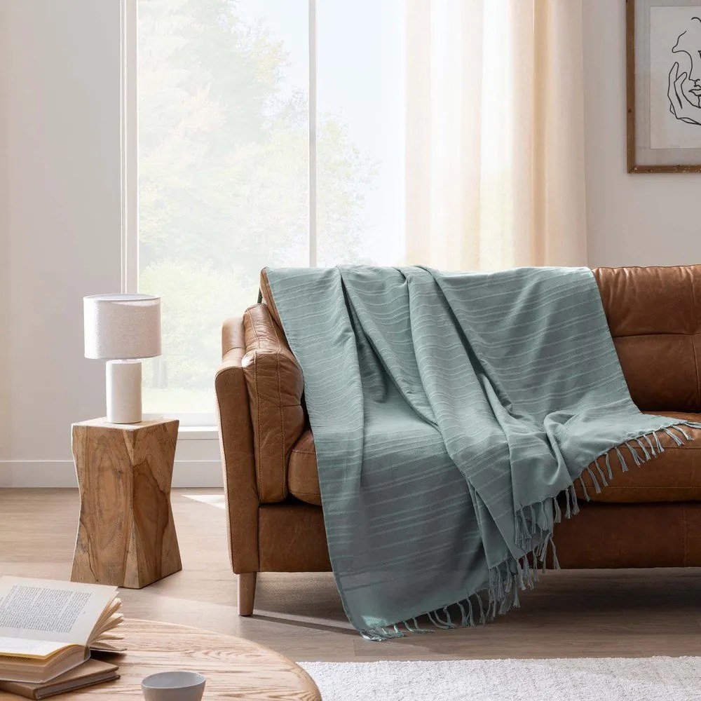 Zöld pamut ágytakaró 180x220 cm Lilia – douceur d'intérieur
