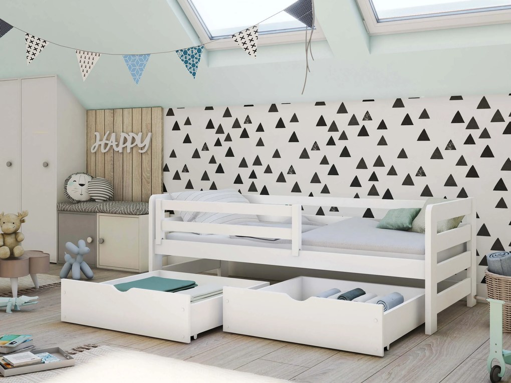 Gyerekágy 90 x 190 cm Erin (ágyráccsal és tárolóhellyel) (fehér). 1012869