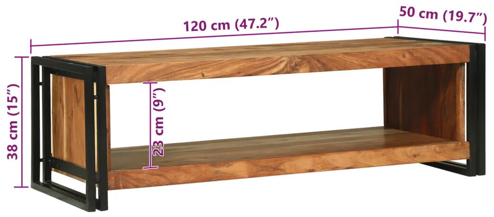 dohányzóasztal 120x50x38 cm Tömör akácfa