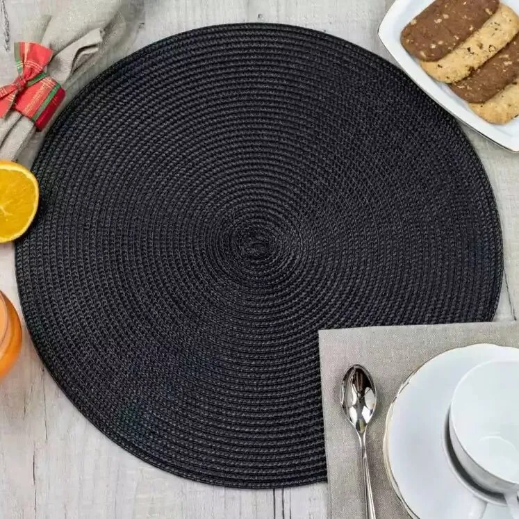 Altom Straw tányéralátét fekete, átmérő 38 cm, 4 darabos készlet