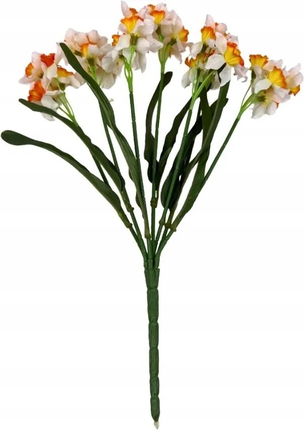 Nárcisz csokor 38 cm fehér-narancssárga