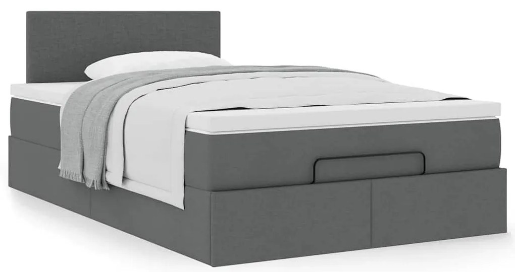 Ottomán ágy matraccal sötétszürke 120x190 cm szövet