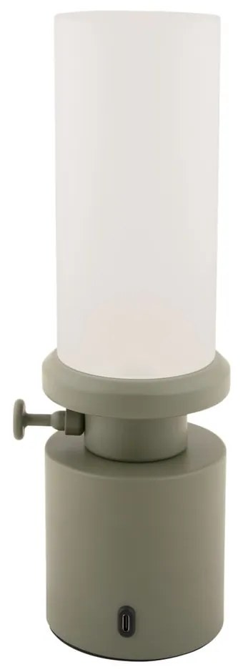 Khaki LED dimmelhető asztali lámpa fém-üveg búrával (magasság 29,5 cm) Camp – Leitmotiv