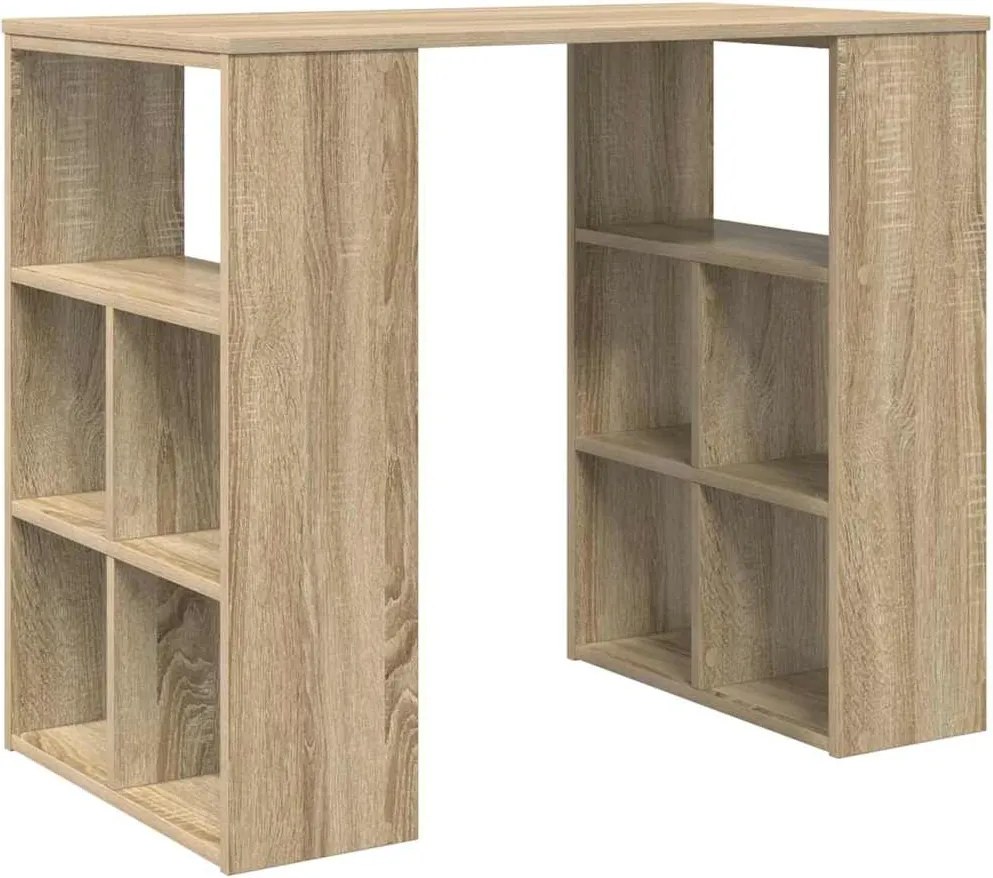 vidaXL Asztal polcokkal tárolóval Sonoma tölgy 90 x 50 x 75 cm Faanyag