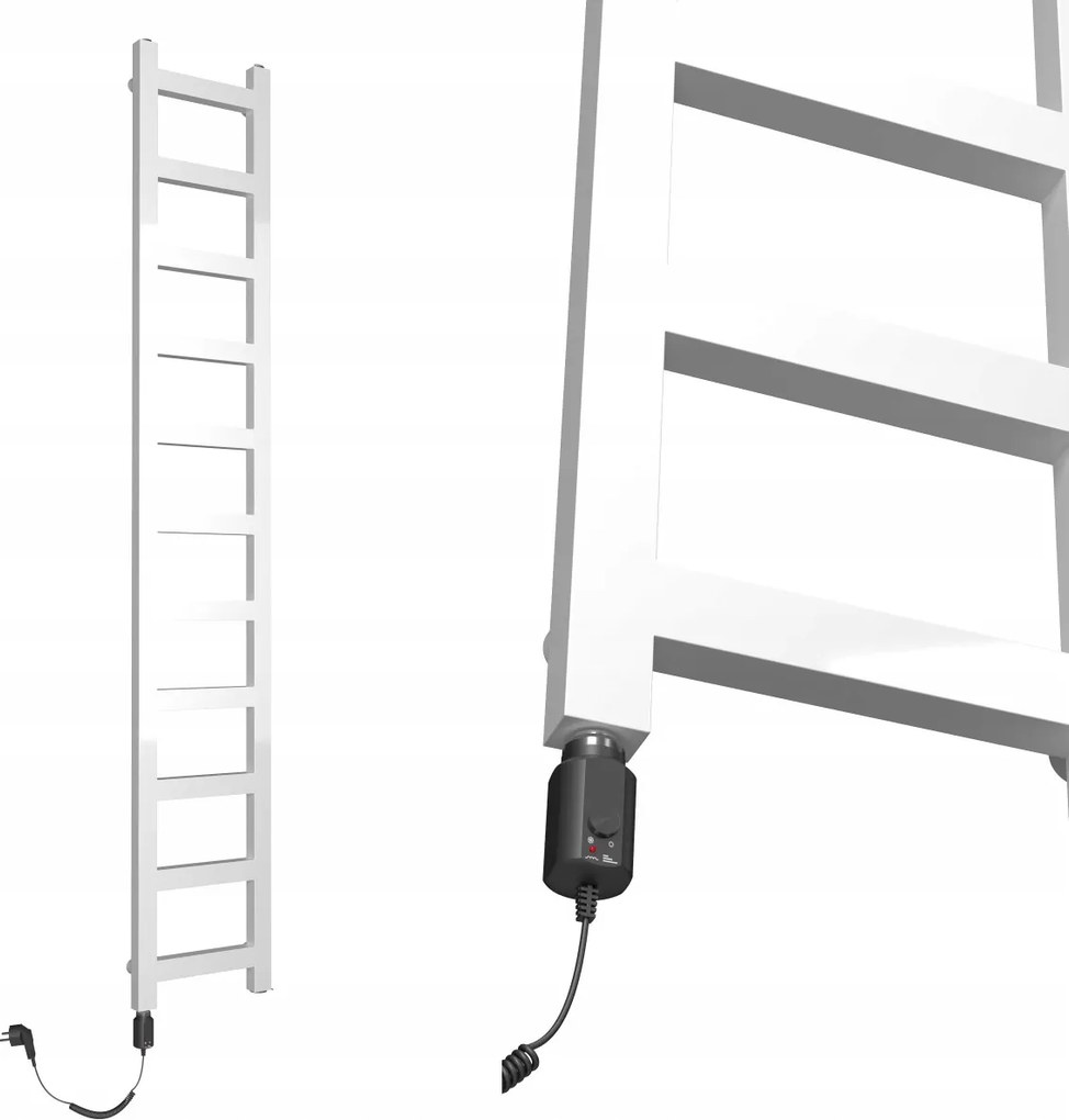 e-LAD 990/250 Elektromos Fürdőszobaradiátor, Fehér Fényes 300W Fűtőpatron