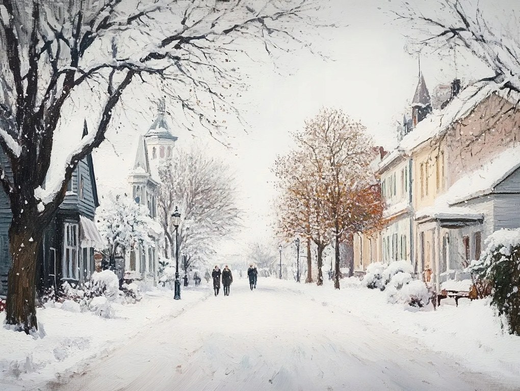 Canvas Vászonkép Lengyelország Város Alföld Utca Tél Hó Fagy 80x60