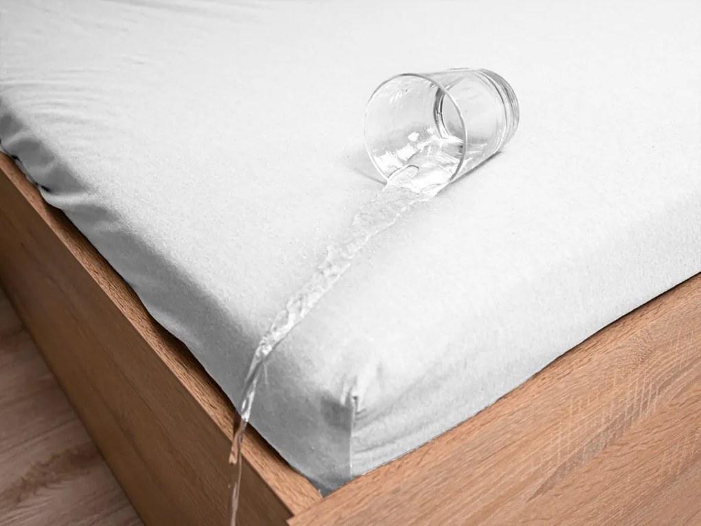 JERSEY fehér vízhatlan lepedő 160x200 cm