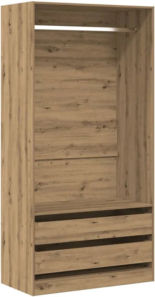 vidaXL gardróbszekrény artisan tölgy 100x50x200 cm gépelt fa