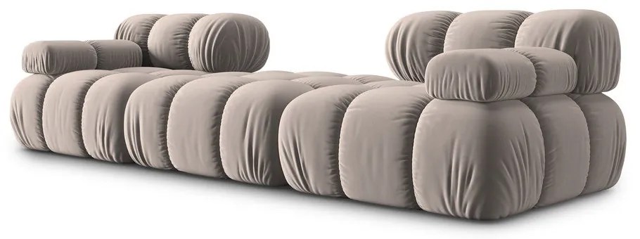 Világosbarna bársony moduláris sarokkanapé (variálható) Bellis – Micadoni