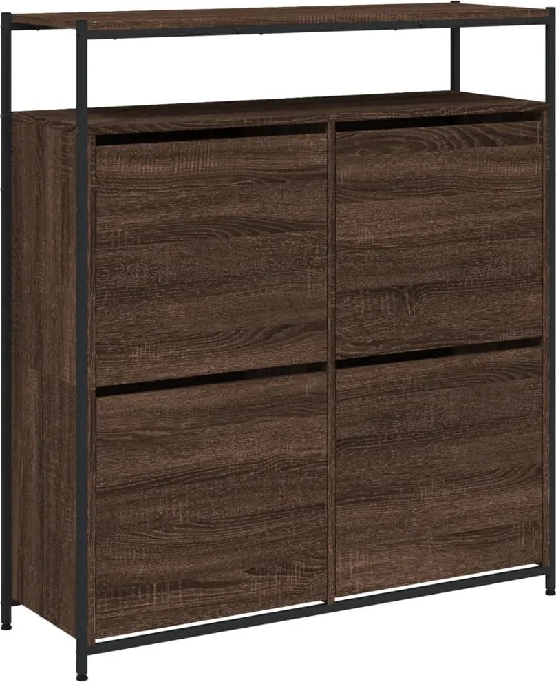 vidaXL barna tölgy cipőszekrény 4 kihajtható fiókkal 100x34x112 cm