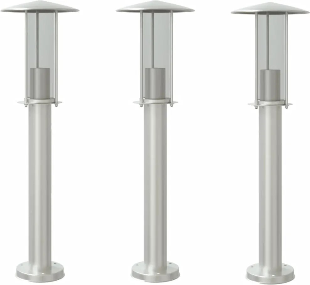 vidaXL 3 db ezüstszínű rozsdamentes acél kültéri állólámpa 60 cm