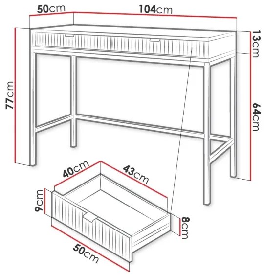 Kisasztal NOVA 77x104 cm fehér/fekete