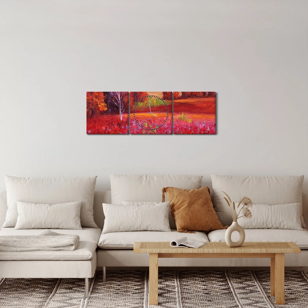 Egy vörös táj képe (órával) (90x30 cm)