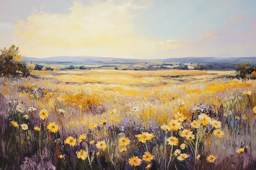 Vászonkép Canvas Tájkép Rét Mezei Virágok Mező Tájkép Nyár 60x40