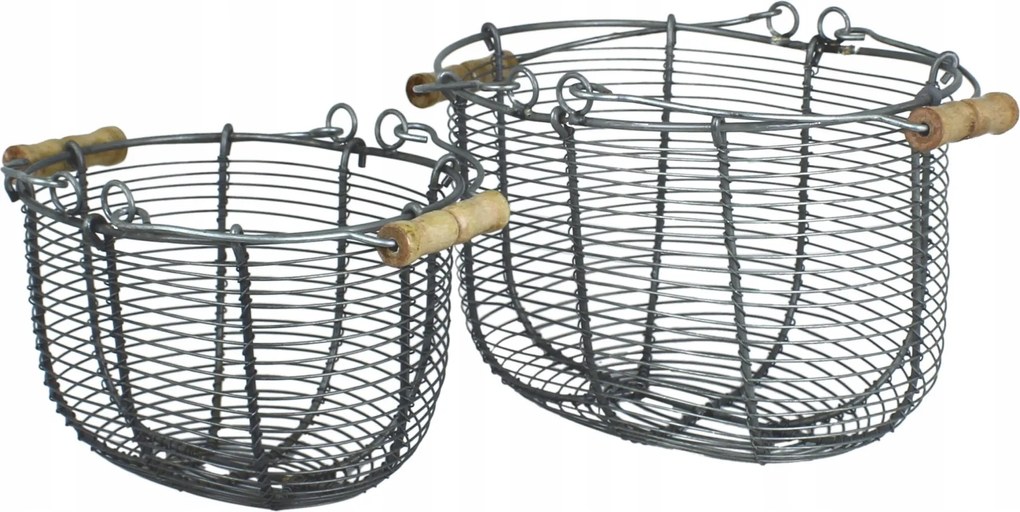 2 db Drótkosár fém, szürke