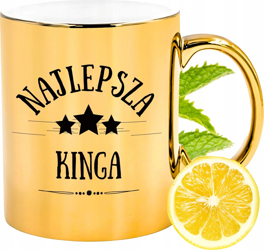 Prémium Arany Csillogó Bögre Kinga Ajándék Nyomtatott Fotóval