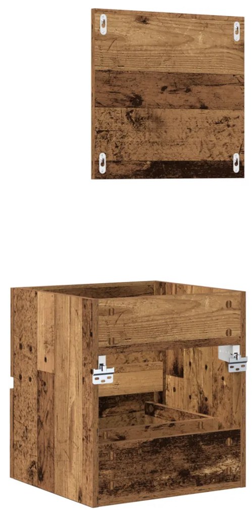 Modern Fürdőszoba Tároló Szekrény Régi Fa MDF Fa Furnérral Közepes
